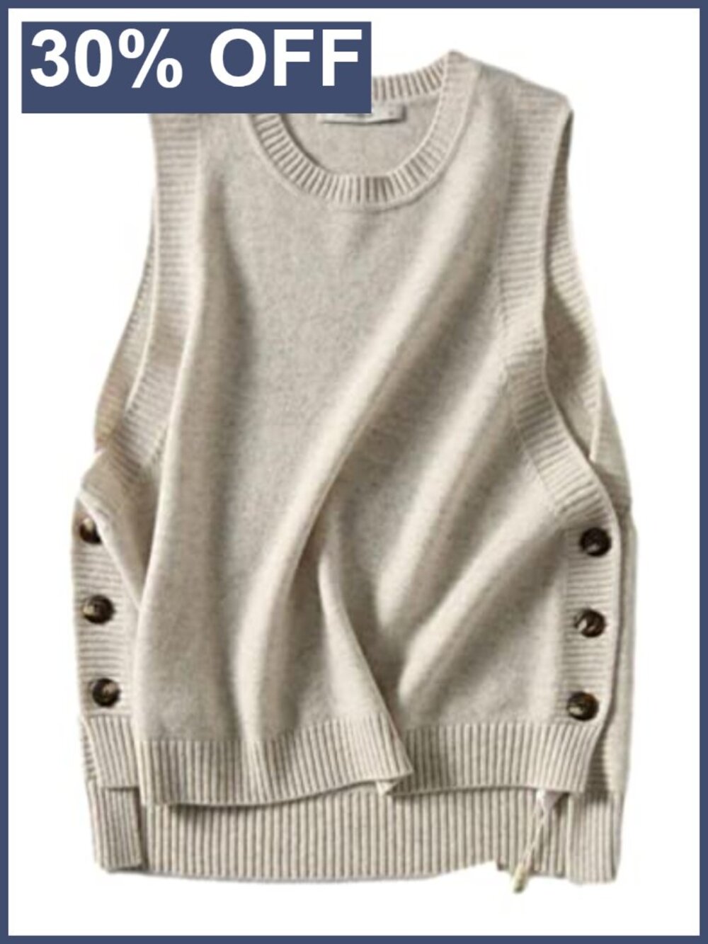 Womens Sleeveless Ribbed Knit Sweater Vest Round Neck Pullover